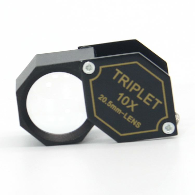 Hexagon Triplet 20.5mm 10X Jewelry Loupe With Black Casing