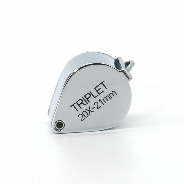 Small Pocket Chrome Plated Triplet Jewelry Loupe 20X Magnification