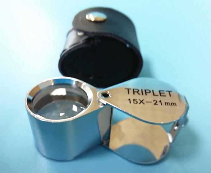 Folding Glass Jewelry Loupe with Magnification of 15X and Triplet Lens