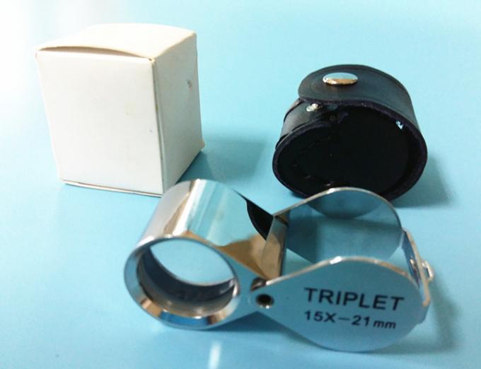 Folding Glass Jewelry Loupe with Magnification of 15X and Triplet Lens