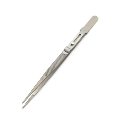 16.5cm Elastic Titanium Alloy Gem Tweezers With Groove Lock